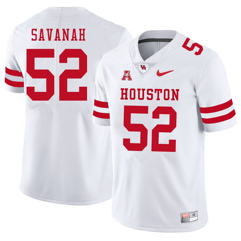 Men #52 Ken Savanah Houston Cougars College Football Jerseys Sale-White